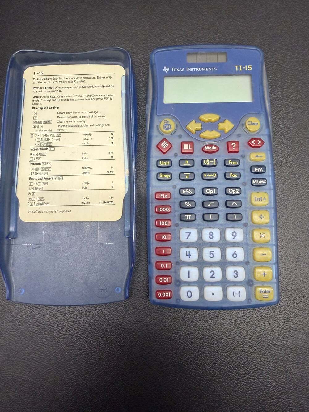 Texas Instruments TI-15 Elementary Scientific Calculator with Cover